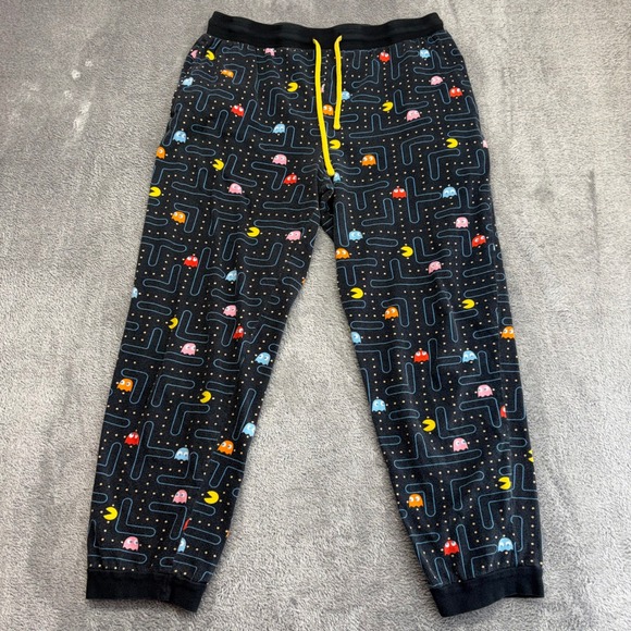 Pac-Man Other - Pac-Man Pajama Pants Mens Large Black Good‎ All Over Maze Print Cotton Lounge